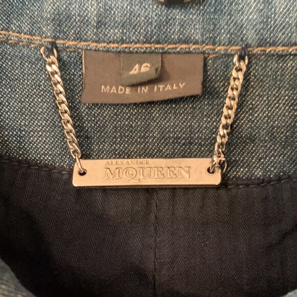Alexander McQueen 00s jean jacket womens size 46 large medium denim bow y2k blue - Picture 5 of 15